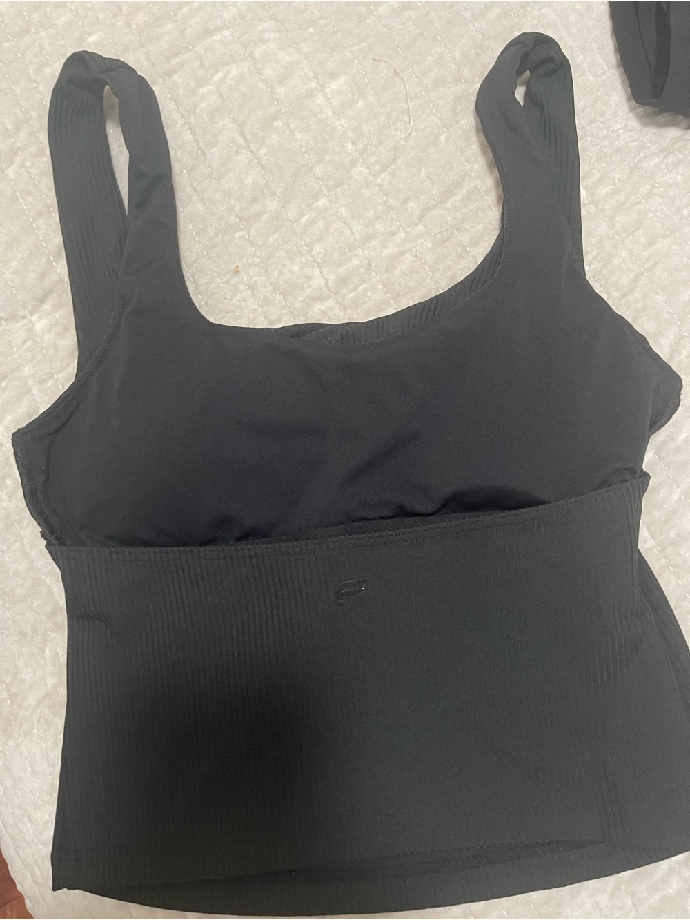 Fabletics Black Ribbed Square-Neck Tank - Picture 2 of 4